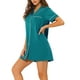 thumbnail image 4 of CAMISETA DE NOCHE PARA MUJERES INSPIRE CHIC, CON BOTONES, VESTIDO DE PIJAMA, MANGAS CORTAS, NOCHE DE VERANO, VESTIDOS DE DESCANSO, VERDE PAVO REAL, 4 of 6