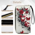thumbnail image 5 of Womens Wallet Bifold Ladies Cluth Bag Wristlet Wrist Strap Long Purse Red Butterfly Wreath Design, 5 of 6