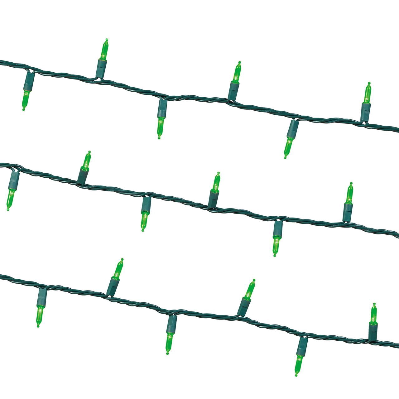 Indoor/Outdoor 100-Count LED Mini Christmas String Lights, Green, 19.5', by Holiday Time