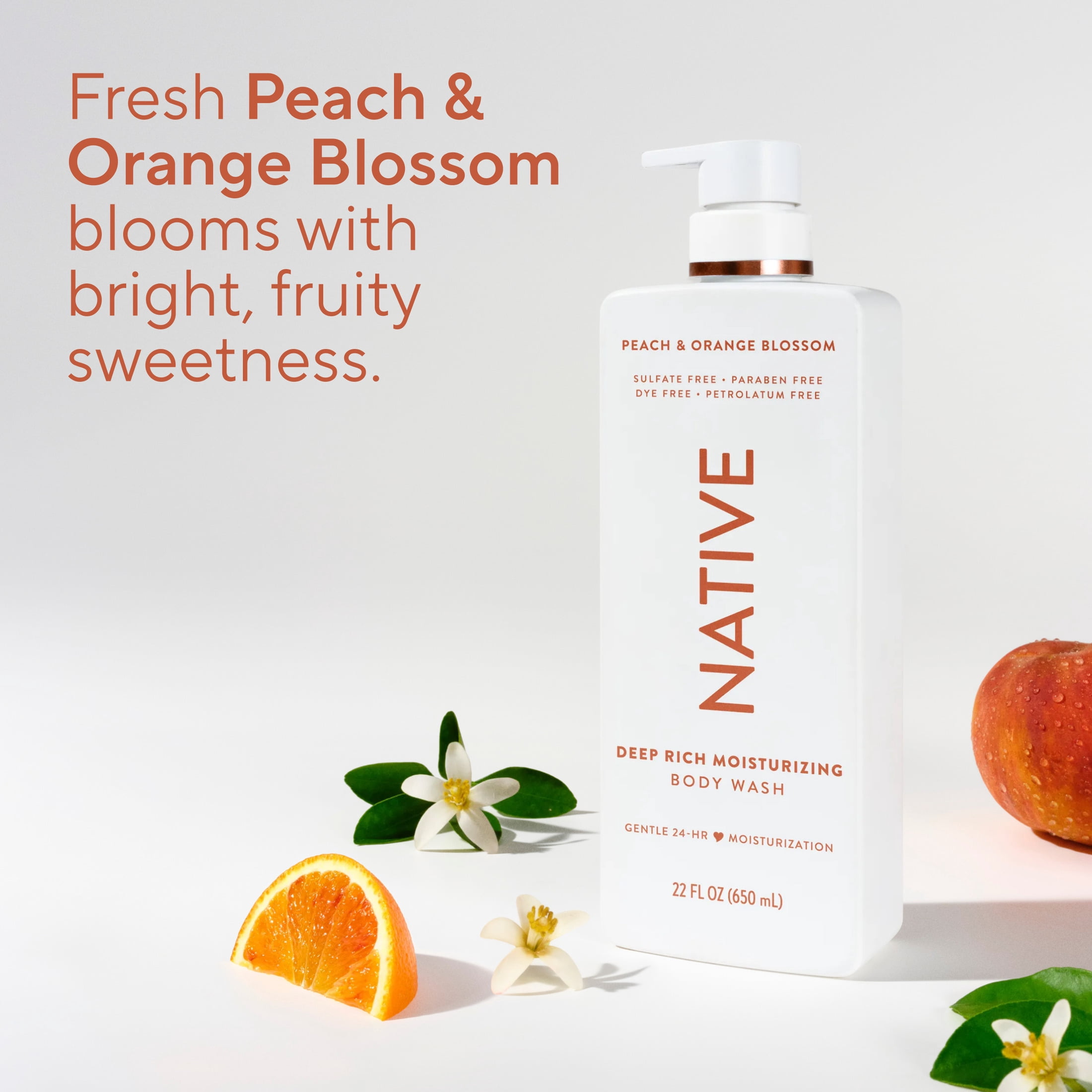 Native Moisturizing Body Wash Peach & Orange Blossom, 22 fl oz
