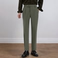 thumbnail image 2 of Men's Solid Colour Loose Straight Draped Casual Style Trousers Spring Summer Suit Trousers, 2 of 6