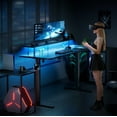 63 Inch Standing Desk with LED Lights & Power Outlet, Height Adjustable ...