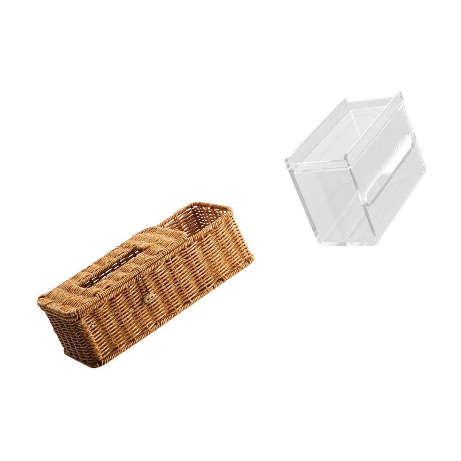Fiocias Tissue Box Holder Wooden Retro Paper Box Facial Tissue Case Wall Mounted Toilet Paper Storage Box Acrylic Toilet Tissue Towel Holder with Multifunctio