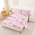 thumbnail image 2 of Manfei Pink Polka Dot Bow Queen Sheet Sets for Girls, Watercolor Ribbon Bed Set, 4 Pieces, 2 of 5