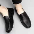 thumbnail image 4 of Go Tour Men's Premium Genuine Hand-made Leather Casual Slip on Loafers Breathable Driving Shoes Fashion Slipper B Black Punched 10/45, 4 of 9