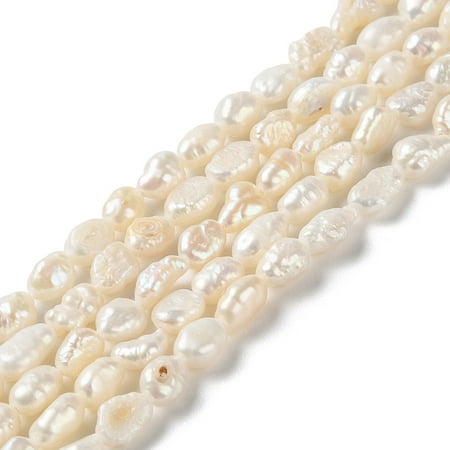 Natural Keshi Pearl Beads Strands Cultured Freshwater Pearl Baroque Pearls Oval Grade 3A PapayaWhip 5.5~6.5x4~4.5x2.5~4mm Hole: 0.6mm 52pcs/strand 13.58''(34.5cm)