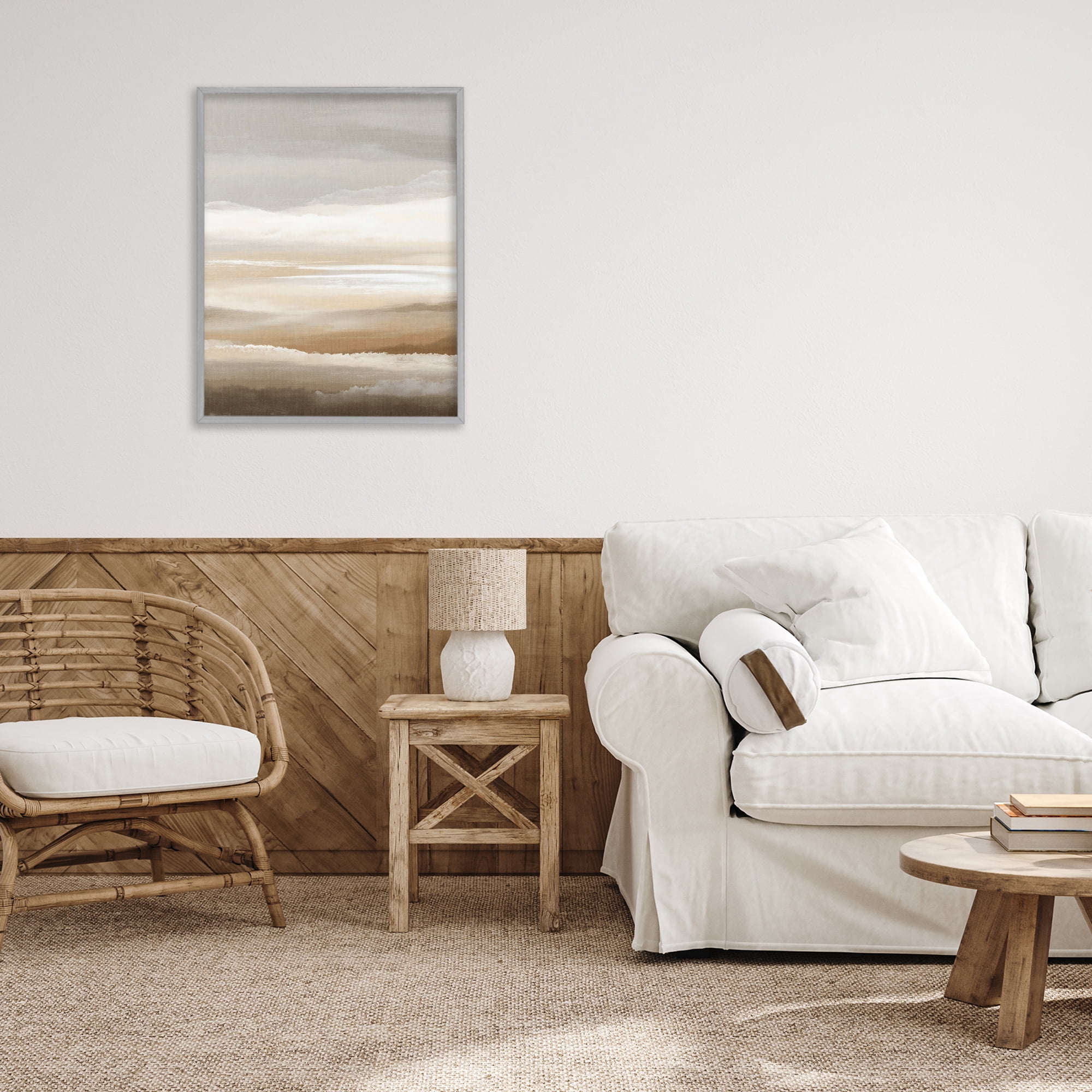 Stupell Industries The Horizon Serene Cloud Layers Gray Framed Giclee Art, design by Ink Drop Loft