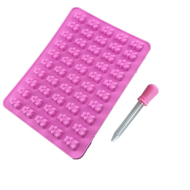 Molde de silicona de 50 piezas para gomitas de oso, molde para hielo, juego de dos piezas