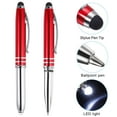 thumbnail image 4 of Uxcell Ballpoint Pen with Stylus Tip and LED Flashlight Metal Pen Black Ink 1.0mm Medium Point Stylus Pen, Red 3 Pack, 4 of 7