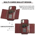 thumbnail image 2 of Dteck Case for Apple iPhone 11 6.1-inch,Shockproof Rubber Case Card Holder Wallet Hybrid Leather Kickstand Protector Cover for iPhone 11,Winered, 2 of 6