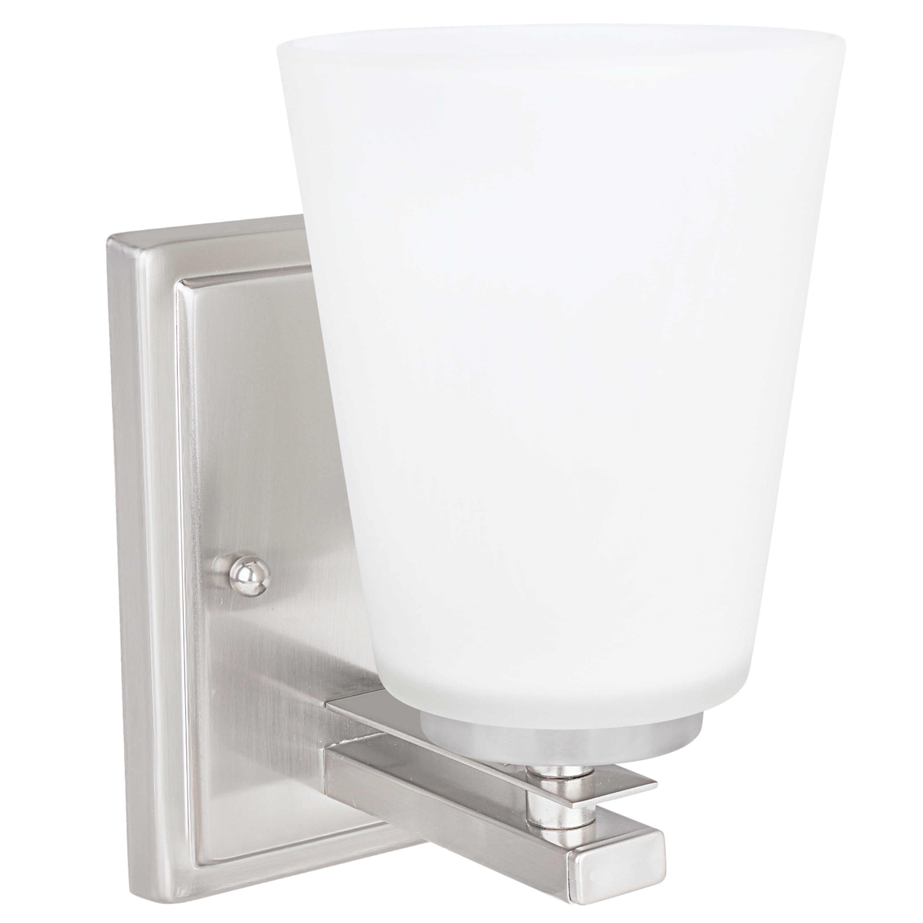 Aspen Creative 62214, One-Light Metal Bathroom Vanity Wall Light Fixture, 4-3/4" Wide, Transitional Design in Brushed Nickel