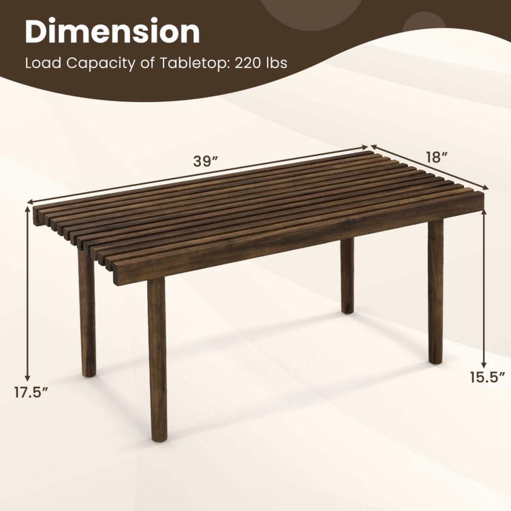 Finihen Coffee Table, 39 Inch Coffee Table with Slatted Tabletop, for Living Room, Reception Room, Brown Finihen Coffee Table, 39 Inch Coffee Table with Slatted Tabletop, for Living Room, Reception Room, Brown