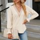 thumbnail image 3 of Blusas Sueltas Blusas de otoño con dobladillo de encaje Blusas básicas de mujer de color sólido Traje de vacaciones de manga larga Cgtredaw Beige L para Mujer, 3 of 6