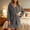 Gray, variant on Women's Double Sided Hooded Short Bathrobe, Vertical Striped Wrap Robe Self Tie Belt Warm Plush Mini Loungewear Sleep Robe with Side Pockets Watermelon Red XL