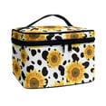 thumbnail image 2 of HELLHERO Beauty Brush Holder Cosmetic Makeup Organizer Bag Portable Makeup Cosmetic Bag Organizer Effortless Organization (Cow Print Sunflower Pattern), 2 of 6
