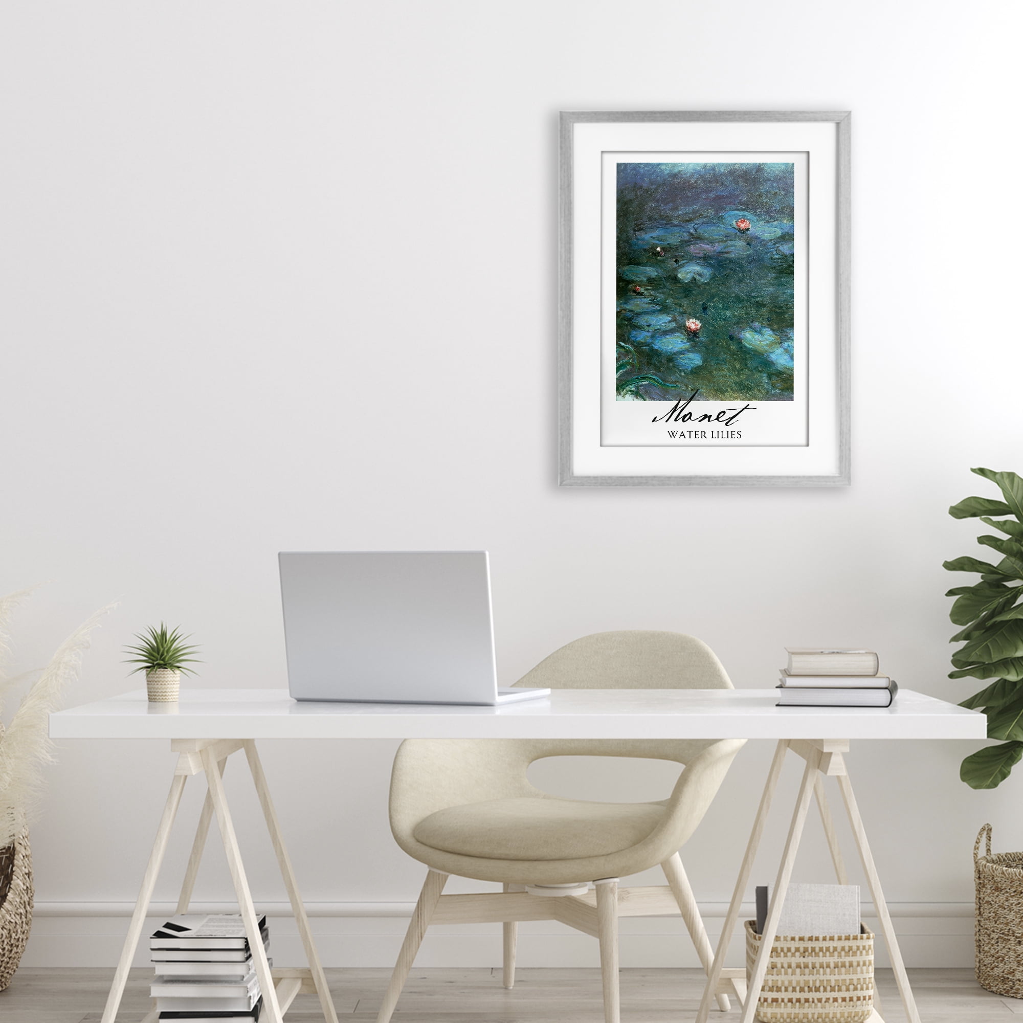 Stupell Industries Monet Water Lilies Gray Framed Print Under Glass, design by Vintage Hustle