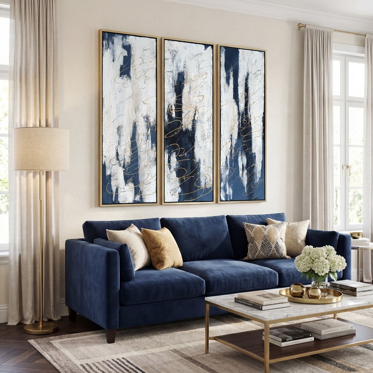 Empire Art Direct Blue Shadows Textured Metallic Hand Painted
