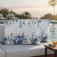 thumbnail image 4 of Blue White Pumpkin Outdoor Waterproof Pillow Covers, Fall Thanksgiving Eucalyptus Coastal Decorative Rectangle Throw Pillowcase Sofa Cushion Sham for Patio/Couch/Chair, 20"x12" 2 Pack, 4 of 8