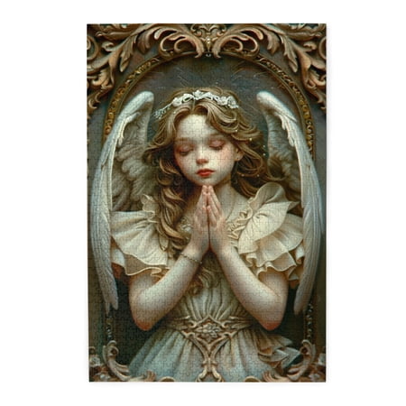 1000 pcs Lovely Angel Prayer 1000 piece puzzle for adults Vibrant Design Classic Creative Activity Hobbies for Adults Modern Style Angel Prayer Wooden Puzzles 1000 Piece Unique and Beautiful Design