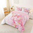 thumbnail image 2 of Manfei Cute Monogram T Queen Comforter Set,Pretty Bownot Comforter Sets Queen,Golden Pink,Pink Reversible,3 Pieces,1 Comforter and 2 Pillowcases, 2 of 7