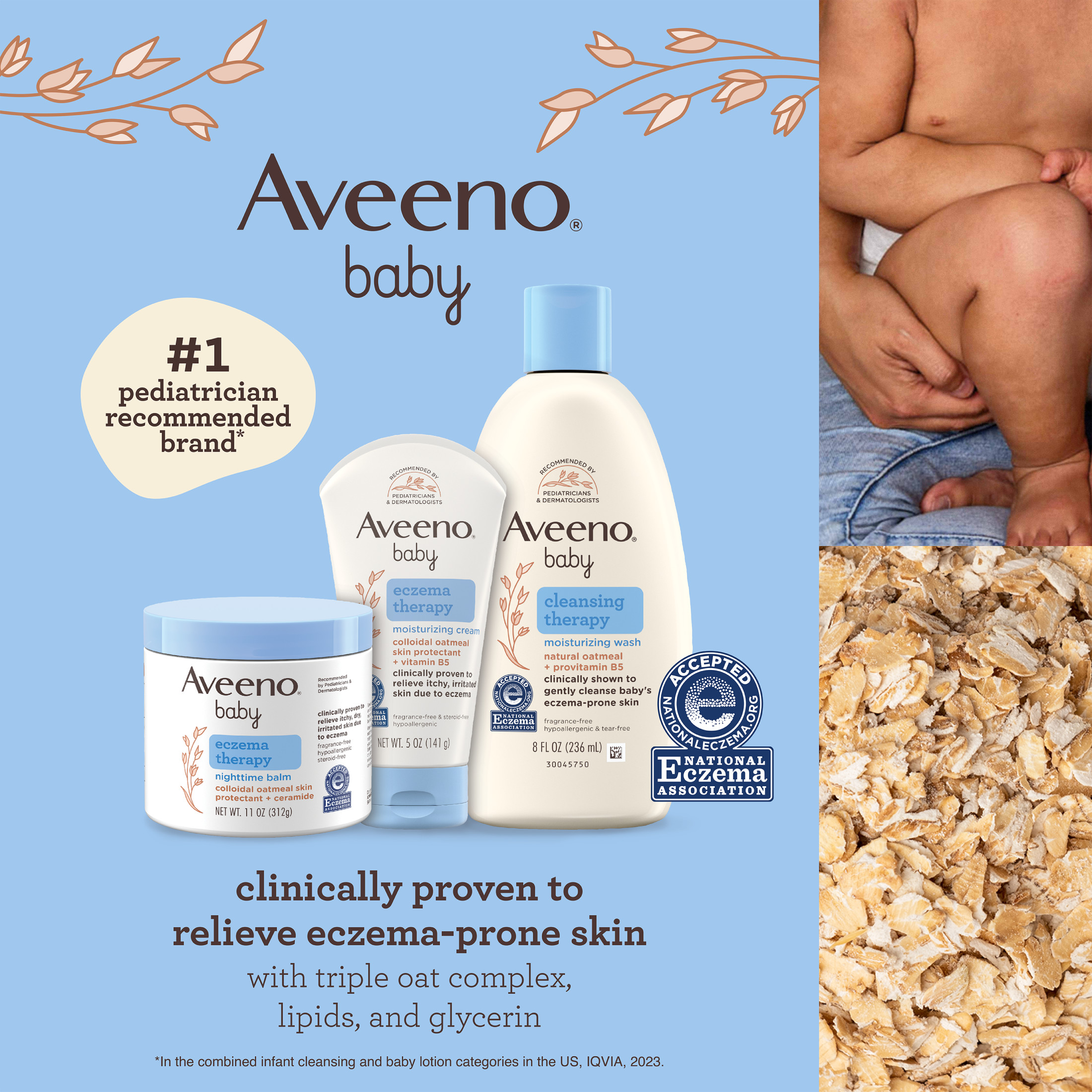 Aveeno Baby Eczema Therapy Moisturizing Cream Body Lotion with Oatmeal, 5 oz - image 5 of 9