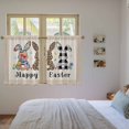 thumbnail image 4 of Spring Easter Kitchen Curtains, Floral Checkered Bunny Linen Texture Light Filtering Window Curtain Panels, 2Pcs Rod Pocket Window Treatments Set for Study Room Bathroom Bedroom 52x54 Inches, 4 of 9