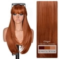 thumbnail image 3 of Long Layered Wig with Bangs for Women Synthetic Heat Resistant Realistic Scalp Free Parting  Wigs for Daily and Party Use(Ginger, 26 Inch), 3 of 6