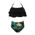 thumbnail image 6 of GYRATEDREAM Daughter Mommy Matching Two Pieces Bikini Set Ruffle Bathing Suit Floral Halter Swimsuit, 6 of 8