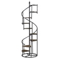 thumbnail image 4 of Miekor Furniture 69-inch 8-shelf Staircase Bookshelf Rustic Brown Unique Black Spiral Design Rustic and Industrial Piece Heavy Gauge Steel Frame 1pc 92088, 4 of 8
