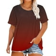 thumbnail image 2 of Tittly Womens T Shirts Cotton Shirts Tops Plus Size Summer Tops for Women Plus Size Round Neck Short Sleeve T Shirt For Women; Summer Loose T Shirt Casual Top. Red, 2 of 5