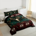 thumbnail image 3 of jejeloiu Rustic Cow Skull Queen Comforter Set,Rhombus Triangle Geometric Bedding Sets,Red Green Brown Bedding Comforter Set For Men Women,Ultra Soft Home Decor Reversible,3pcs, 3 of 8