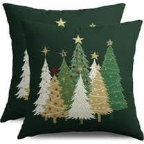 Christmas Pillow Covers 18X18 Set of 2, Red Xmas Tree Winter Decorative Throw Pillowcases Holiday Outdoor Farmhouse Seasonal Cushion Cases Couch Sofa Bed Decor