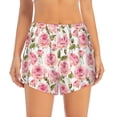 thumbnail image 3 of Uemuo Rose Flowers Pattern Women's Athletic Shorts High Waisted Running Shorts with Liner Pockets Gym Elastic Workout Shorts-Small, 3 of 9