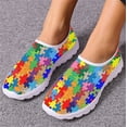 thumbnail image 1 of Nuevas zapatillas de deporte de moda para mujer con diseño de arte indígena, antideslizantes y con punta redonda para concienciar sobre el autismo, 1 of 5