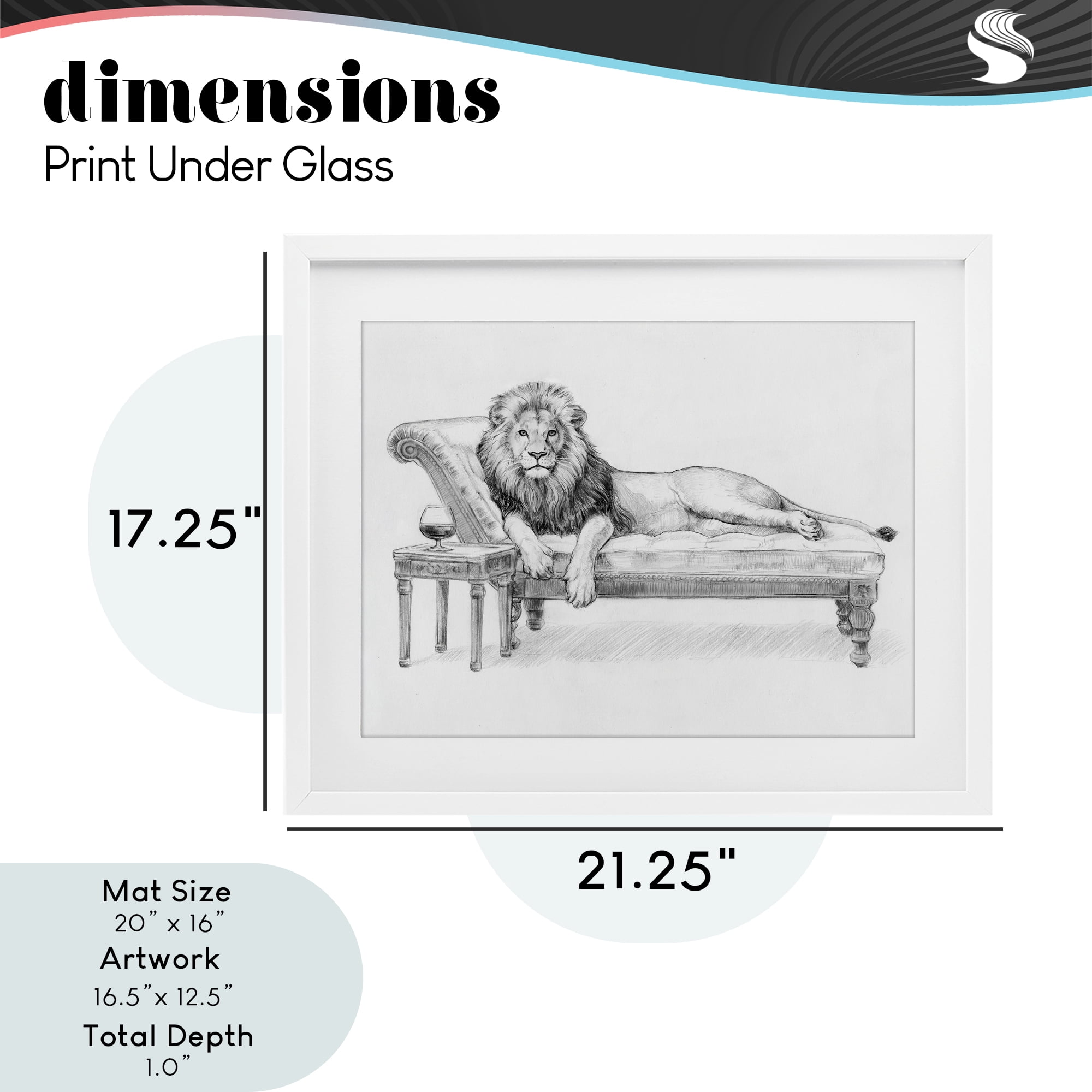 Stupell Industries Lounging Beast Lion White Framed Print Under Glass, design by Victoria Barnes