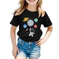 thumbnail image 2 of ZHOGXU Toddler Kids Girls T Shirt Short Sleeve Round Neck Cartoon Print Comfortable Tee Top For Casual Daily Wear,Black,4-5 Years, 2 of 5