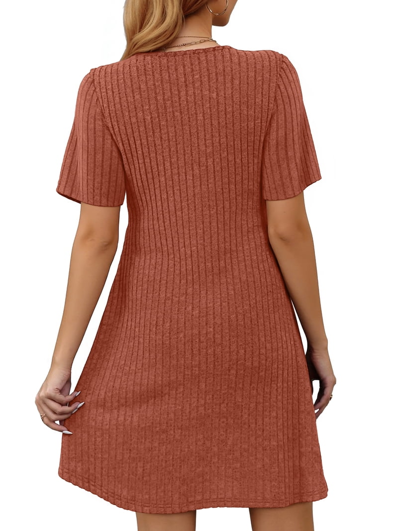Fantaslook Short Sleeve Dresses for Women V Neck Summer Midi Dresses Empire Waist Tunic Casual Dress with Pockets Fantaslook Short Sleeve Dresses for Women V Neck Summer Midi Dresses Empire Waist Tunic Casual Dress with Pockets