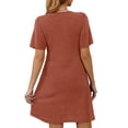 thumbnail image 3 of Fantaslook Short Sleeve Dresses for Women V Neck Summer Midi Dresses Empire Waist Tunic Casual Dress with Pockets, 3 of 8