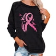 thumbnail image 2 of Ounisa Breast Cancer Awareness Sweatshirt for Women Breast Cancer Crew Neck Long Sleeve Shirt Pink Ribbon Graphic Sweatshirt, 2 of 6