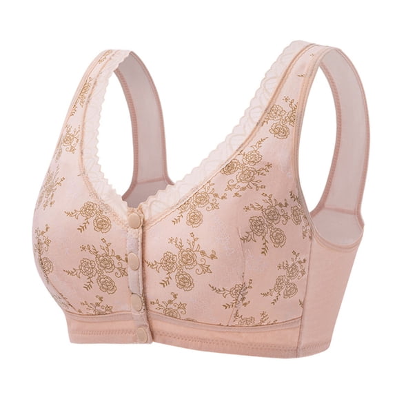 Aofany Front Snap Bras for Older Women Front Closure Wireless Push Up Bras Full Coverage Wirefree Comfortable Everyday Sleep Bras, 36B/C-46B/C