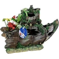 Penn-Plax Sunken Gardens Shipwreck Bow Aquarium Decor, Large