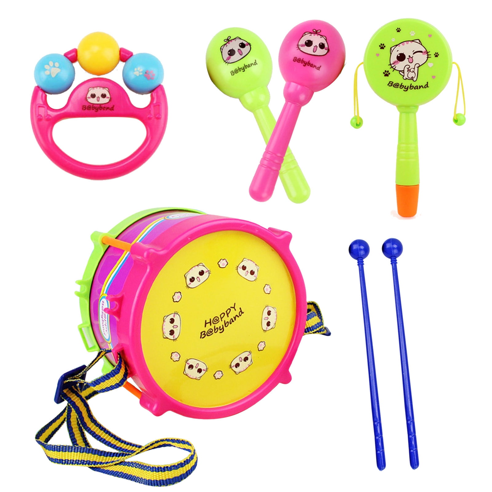 Farm Play Set for 2 Year Old 5pcs Kids Baby Roll Drum Musical