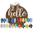 thumbnail image 1 of Letrero de bienvenida de temporada Bidobibo, intercambiable, "Bienvenido a nuestro hogar", corona redonda de madera con decoración para exteriores para primavera, verano, otoño e invierno, adornos, 1 of 6