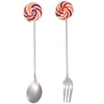 thumbnail image 1 of Coofit Cuillère à Dessert en Acier Inoxydable Cuillère de Service Décorative avec Fourchette, 1 of 10