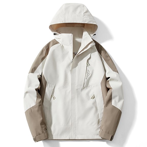 Aimik Women's Color Block Hooded Windbreaker Jacket Casual Lightweight Outdoor Sports Jacket with Front Zipper