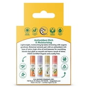 Badger Classic Lip Balm Set Yellow Box: Tangerine, Lavender Orange, Vanilla, Grapefruit, 0.15 oz (4 Pack)