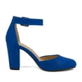 thumbnail image 5 of Dream Pairs Women's Ankle Strap Close Toe Chunky High Heel Pump Dress Shoes Angela Royal/Blue/Suede Size 8, 5 of 5