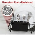 thumbnail image 3 of Dish Drying Rack, Space-Saving Dish Drainer Rack for Kitchen Counter, Stainless Steel Kitchen Dish Strainer 2-Piece Set with Utensil Holder, Black, 3 of 6