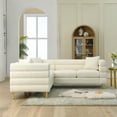 thumbnail image 3 of 81.5" Sectional Couch, Teddy L Shaped Sofa with Soft Seat Cushion and 3 Pillows, 5 Seat Corner Couch with Gold Legs for Living Room, Bedroom, Apartment, Office, White, 3 of 9