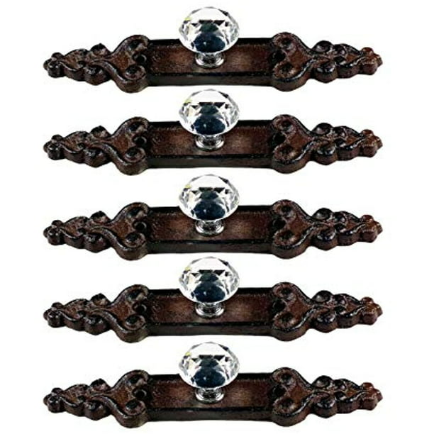 Urbalabs Cast Iron Crystal Glass Knobs Kitchen Cabinet Handles and Drawer  Pulls Antique Country Home Rustic Decor Farmhouse Cabinet Handle Floral  Western Dresser Pulls (5, Classic Cast Iron) - Walmart.com